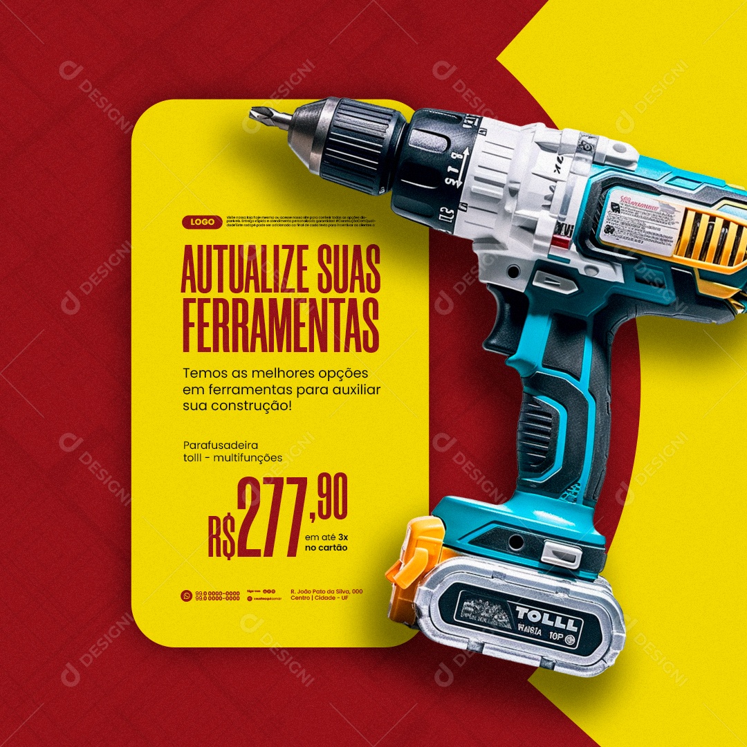 Loja de Materiais de Construção Parafusadeira Social Media PSD Editável