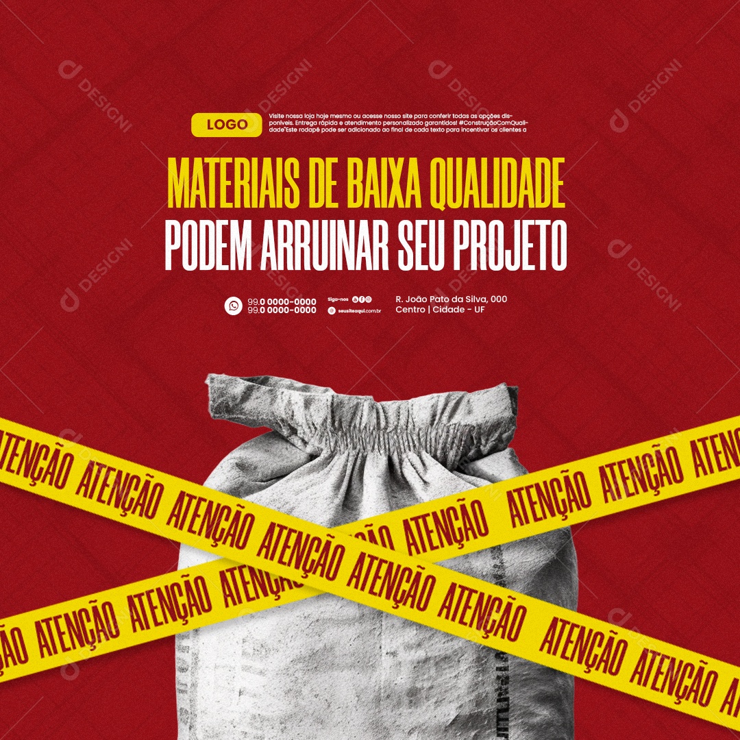 Loja de Materiais de Construção Atenção Social Media PSD Editável