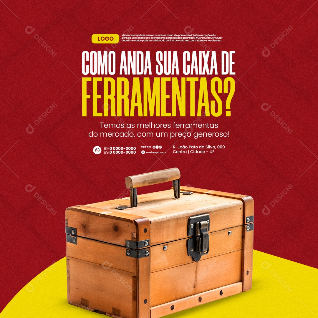 Loja de Materiais de Construção Como Anda sua Caixa de Ferramentas Social Media PSD Editável