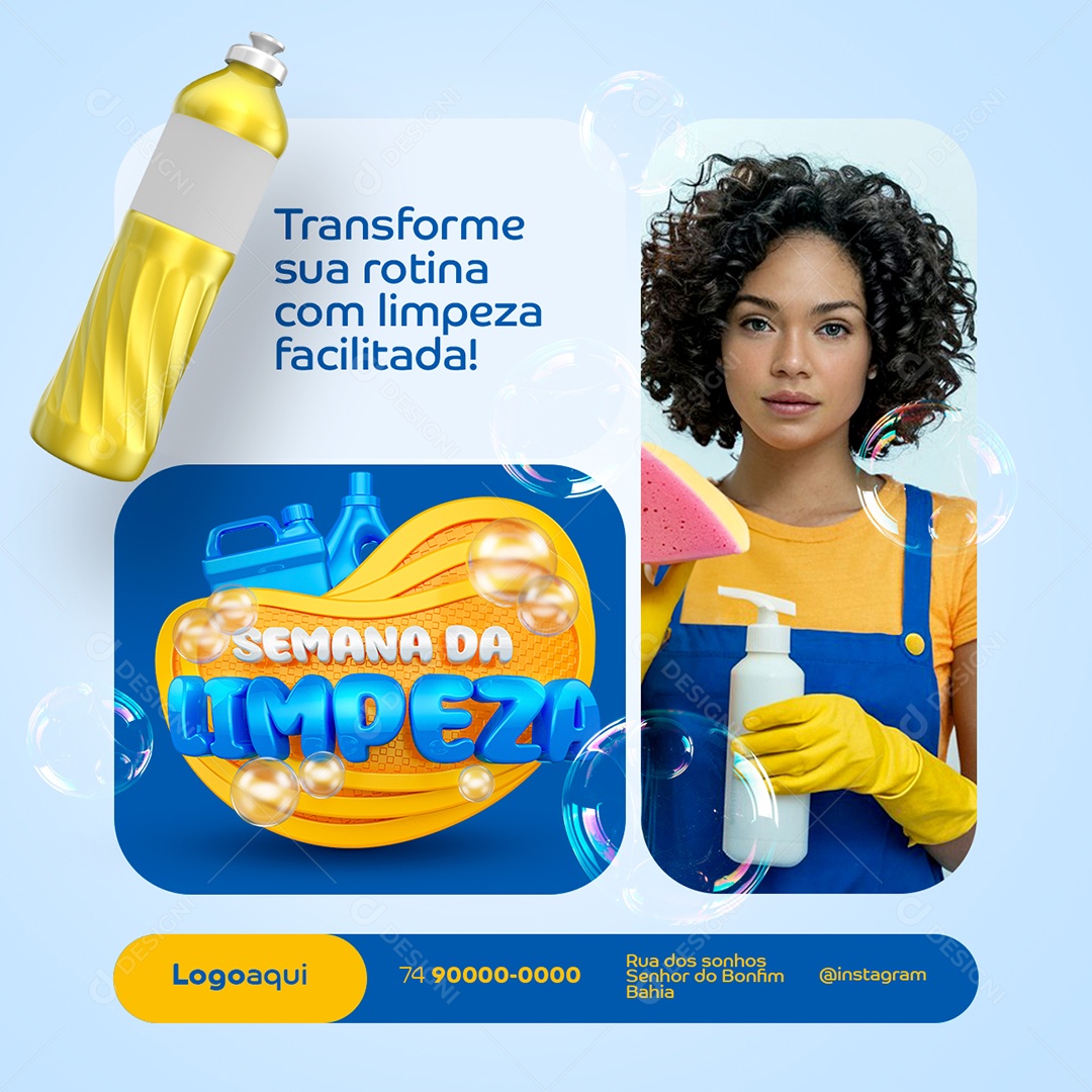 Supermercado Semana da Limpeza Transforme sua Rotina Social Media PSD Editável