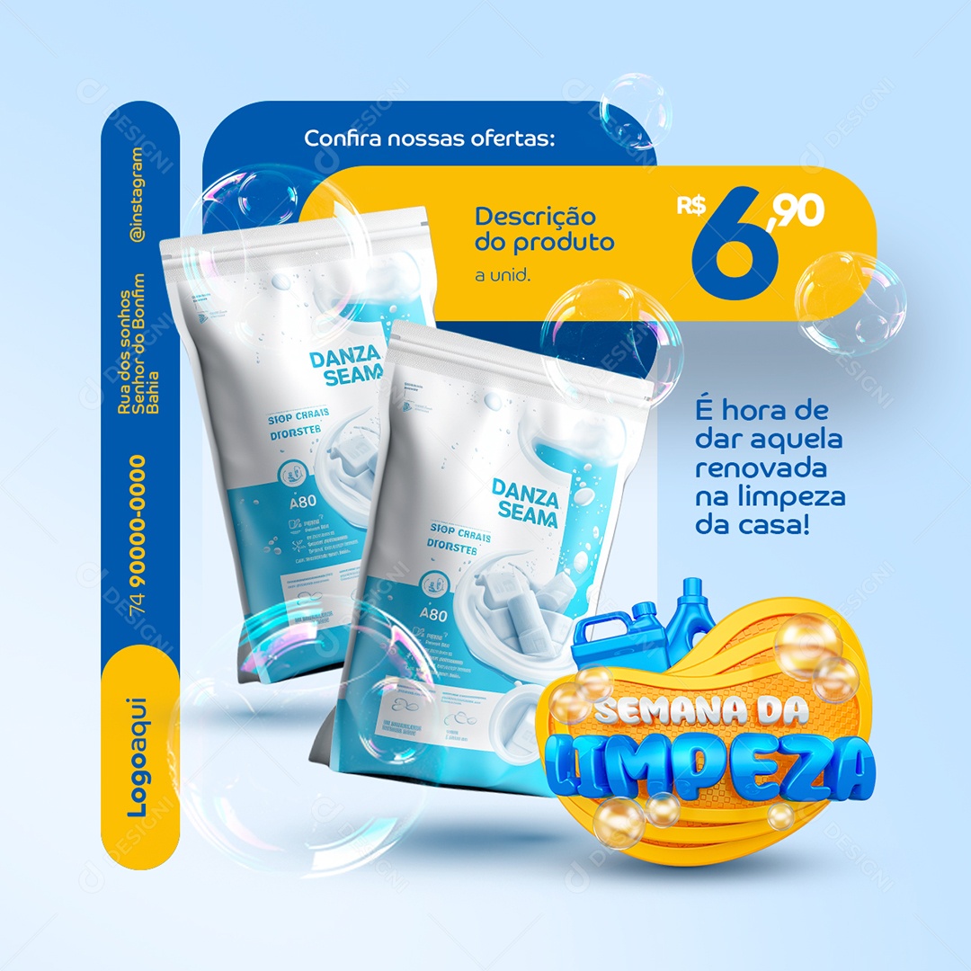 Supermercado Semana da Limpeza Confira nossas Ofertas Social Media PSD Editável