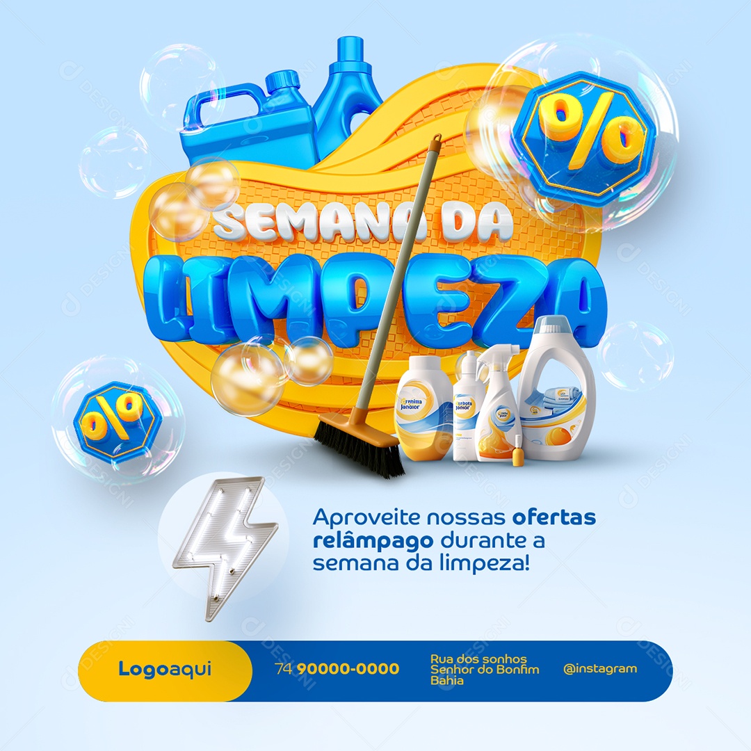 Supermercado Semana da Limpeza Aproveite nossas Ofertas Social Media PSD Editável