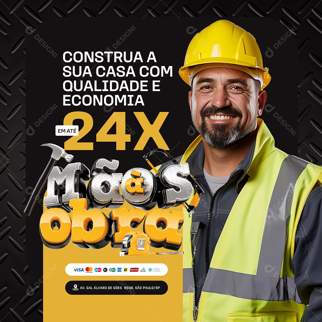 Mãos à Obra Construção Construa a sua Casa com Qualidade Social Media PSD Editável