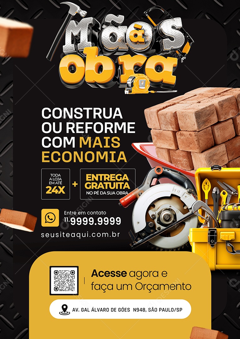 Mãos à Obra Construção Construa ou Reforme com Mais Economia Social Media PSD Editável