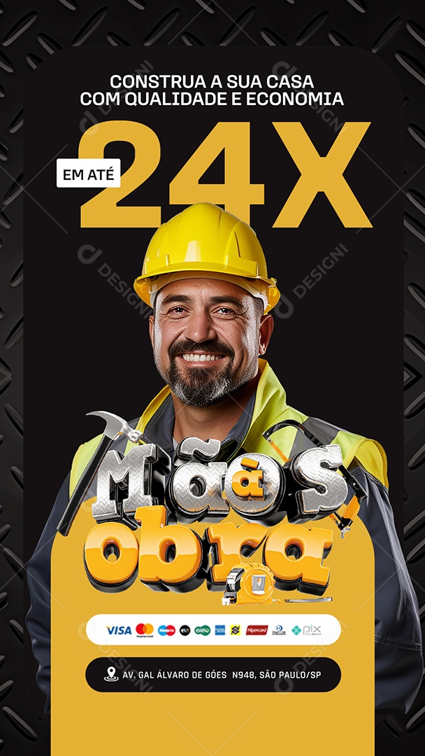 Story Mãos à Obra Construção Construa a sua Casa com Qualidade Social Media PSD Editável