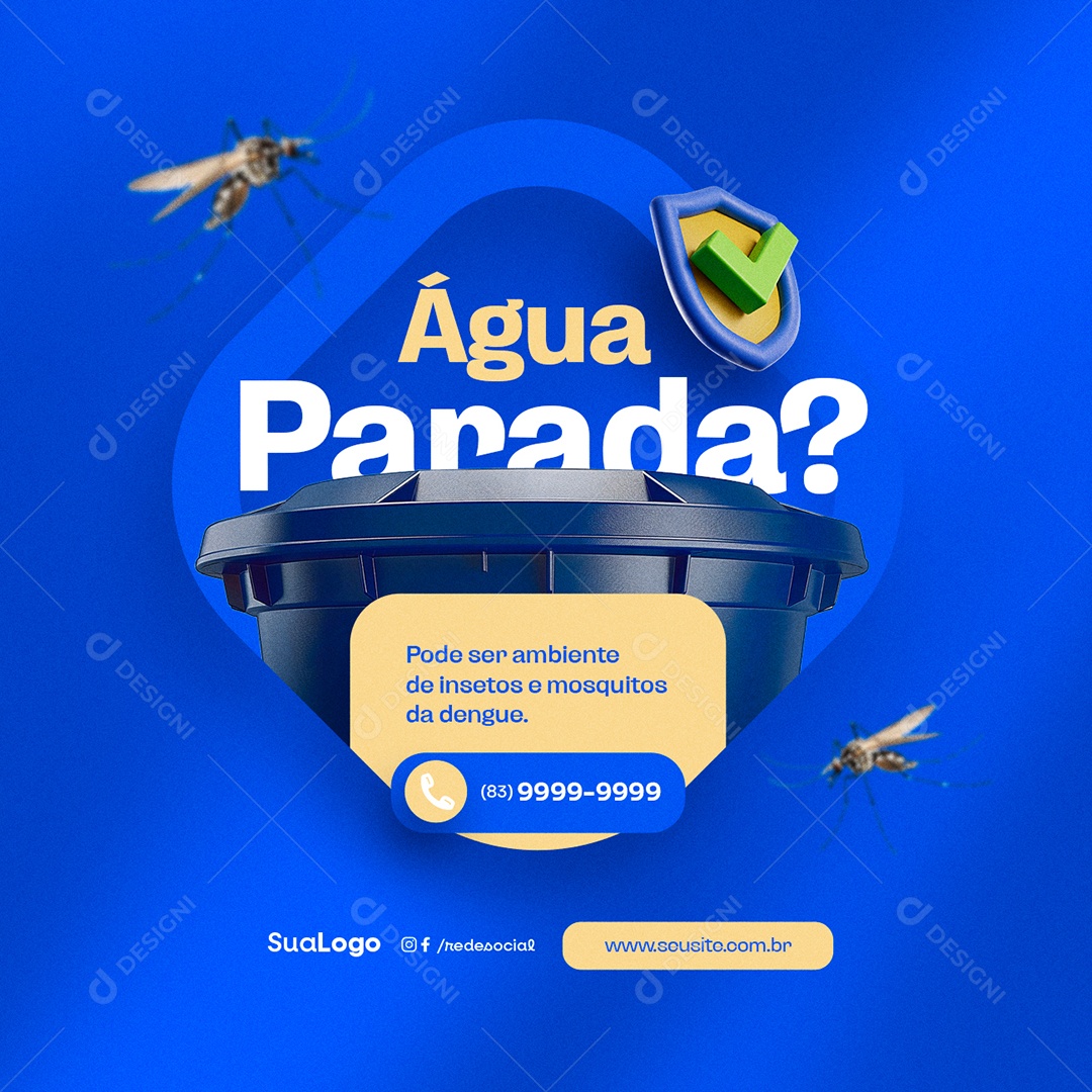 Dedetizadora Água Parada Pode ser Ambiente de Insetos Social Media PSD Editável