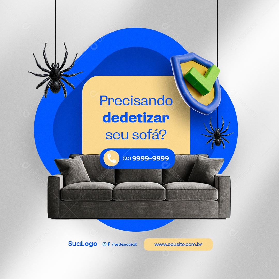 Social Media Dedetizadora Precisando Dedetizar seu Sofá PSD Editável