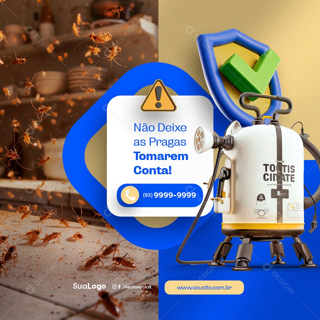 Dedetizadora Não Deixe as Pragas Tomarem Conta Social Media PSD Editável