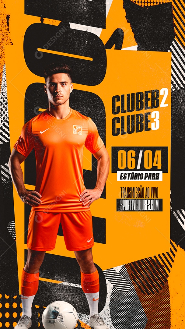 Story Flyer Futebol Clube B Transmissão ao Vivo Social Media PSD Editável