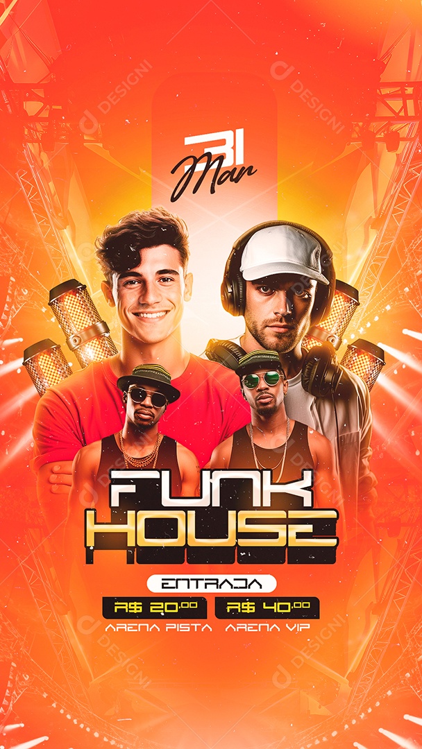 Story Flyer Funk House Arena Pista Social Media PSD Editável