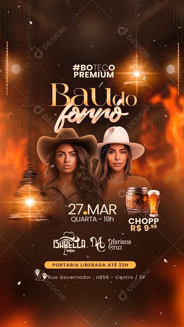 Story Flyer Baú do Forró Isabella Lima Mariana Cruz Social Media PSD Editável