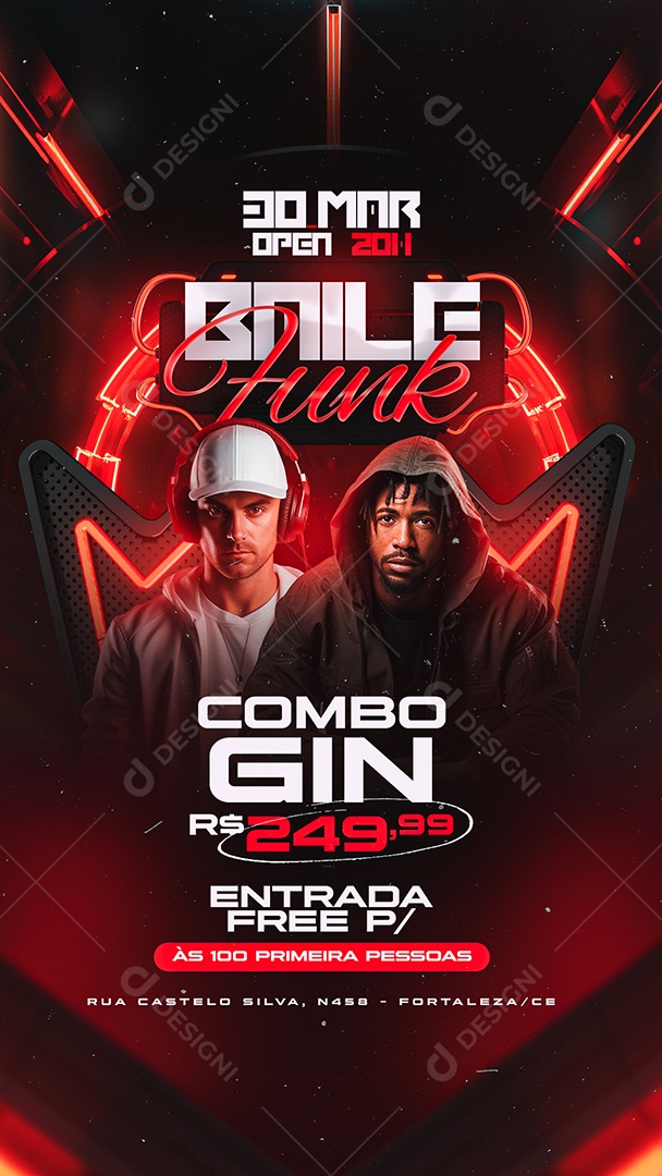 Story Flyer Baile Funk Combo Gin Social Media PSD Editável