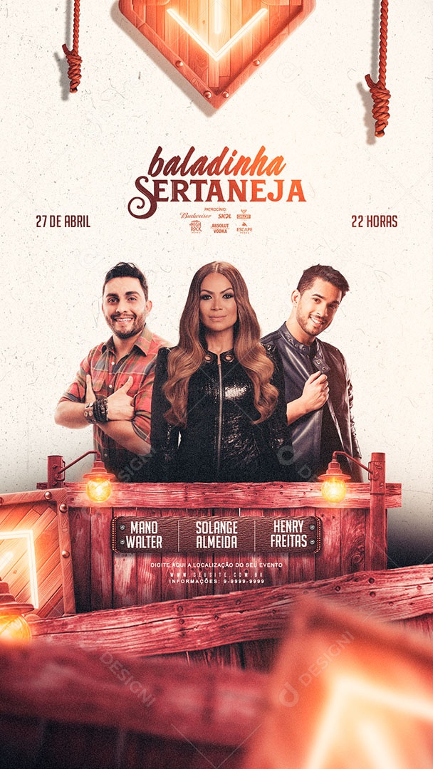 Flyer Story Baladinha Sertaneja Mano Walter Solange Almeida Henry Freitas Social Media PSD Editável