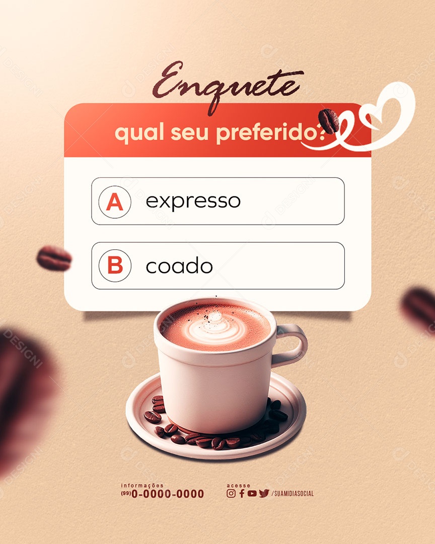 Enquete qual seu Preferido Expresso Coado Social Media PSD Editável