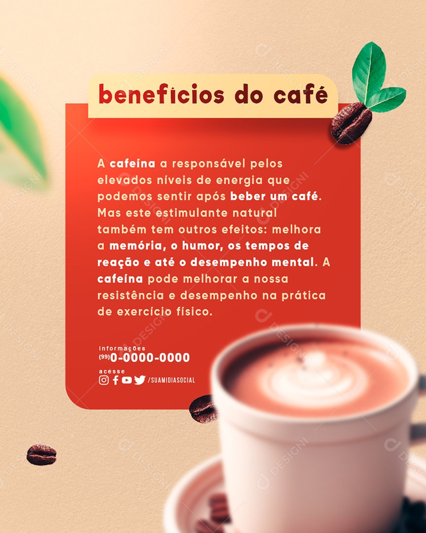 Beneficios do Café Social Media PSD Editável