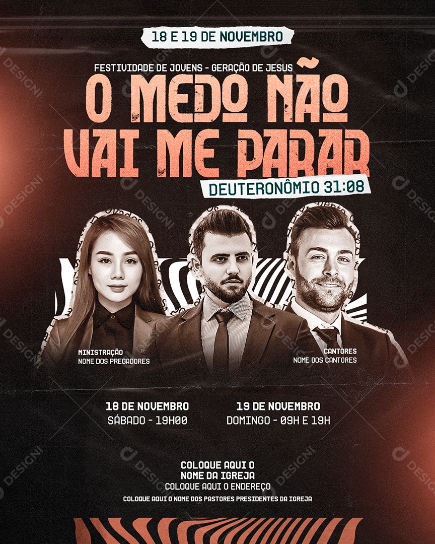 Gospel Fear Won't Stop Me Editable Social Media PSD