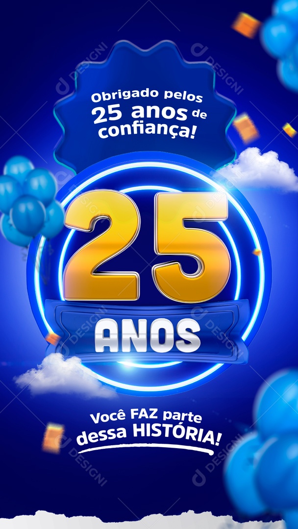 Obrigado pelos 25 Anos de Confiança Social Media PSD Editável