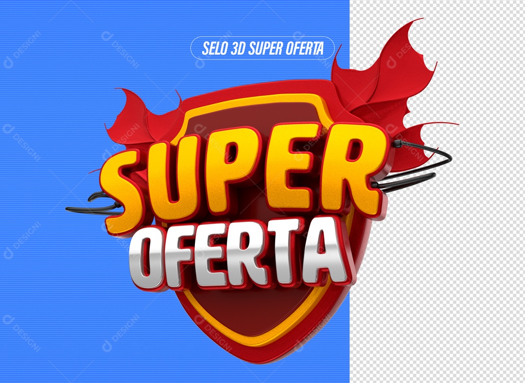 Super Oferta de Fevereiro Selo 3D Vermelho Laranja Branco para Composição PSD