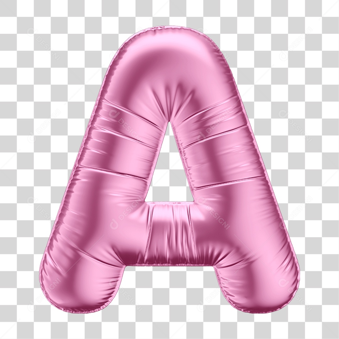 Alfabeto Letra A em Forma de Balão Rosa PNG Transparente