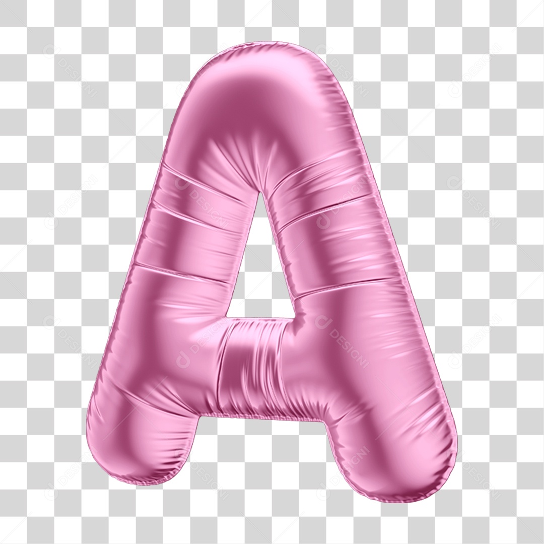 Alfabeto Letra A em Forma de Balão Rosa PNG Transparente