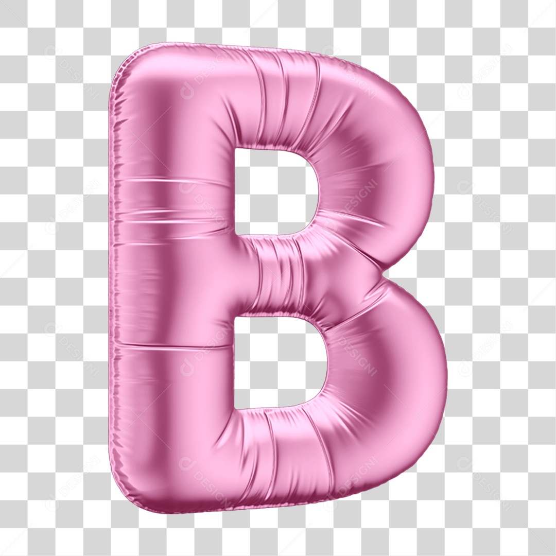 Alfabeto Letra B em Forma de Balão Rosa PNG Transparente