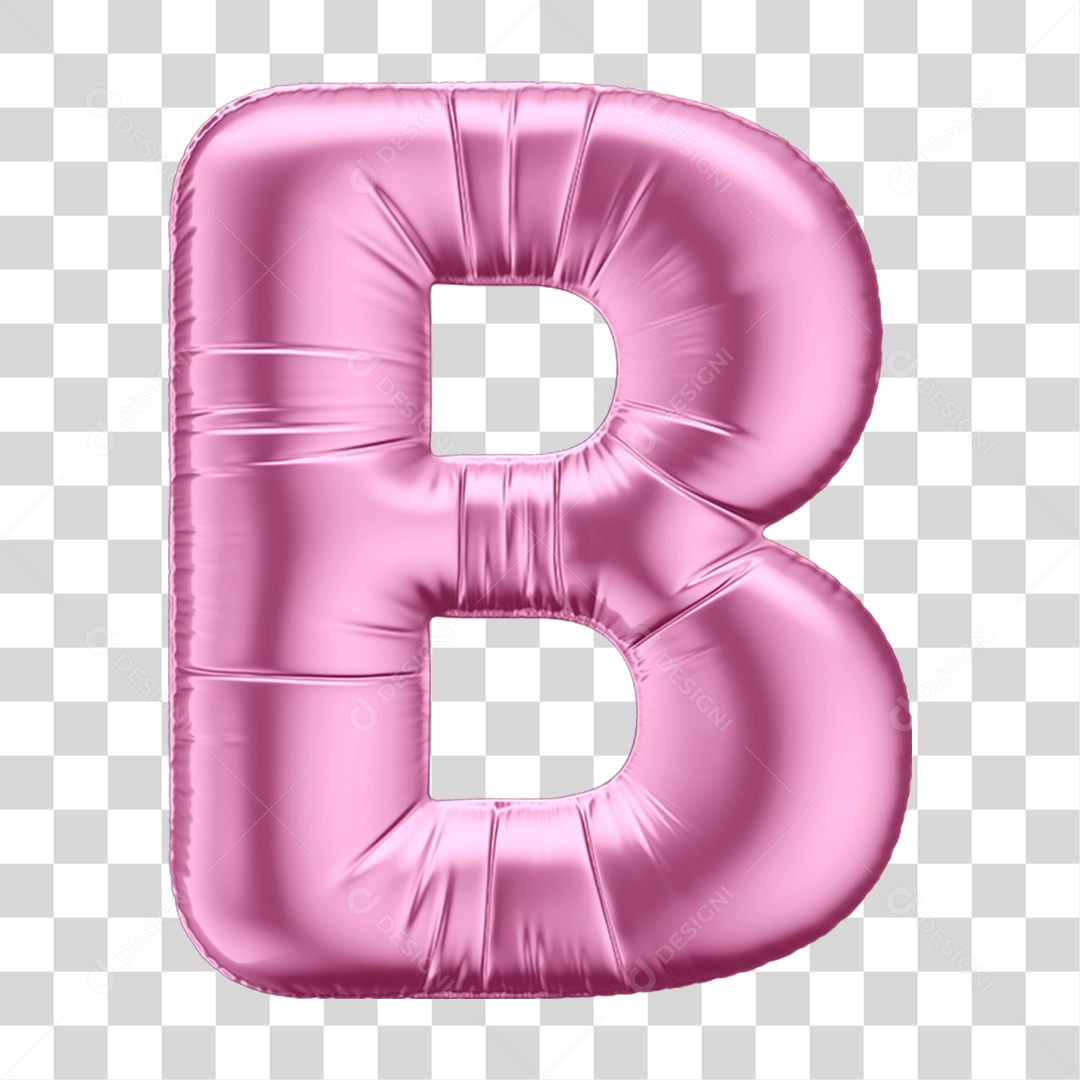 Alfabeto Letra B em Forma de Balão Rosa PNG Transparente