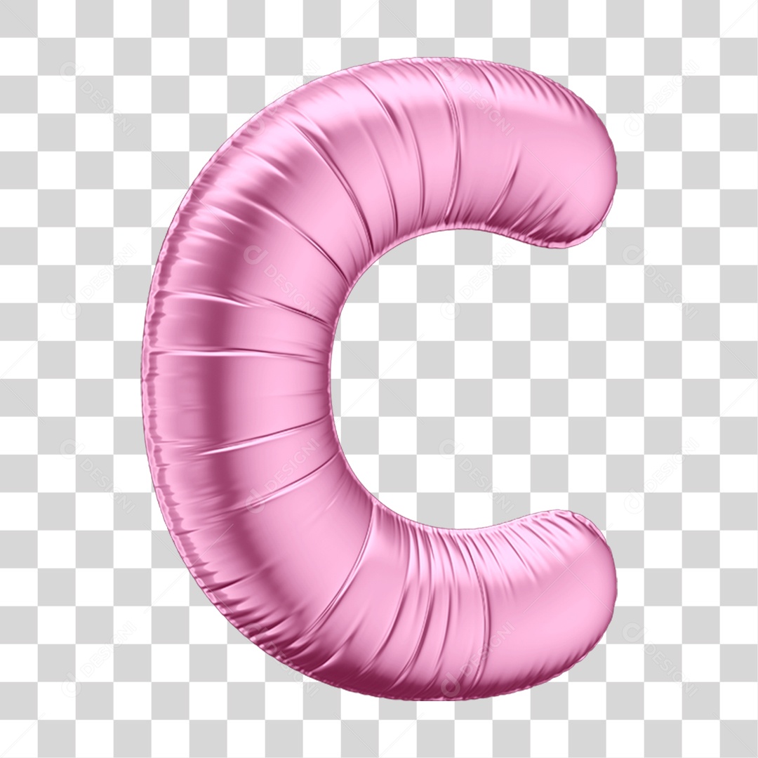 Alfabeto Letra C em Forma de Balão Rosa PNG Transparente