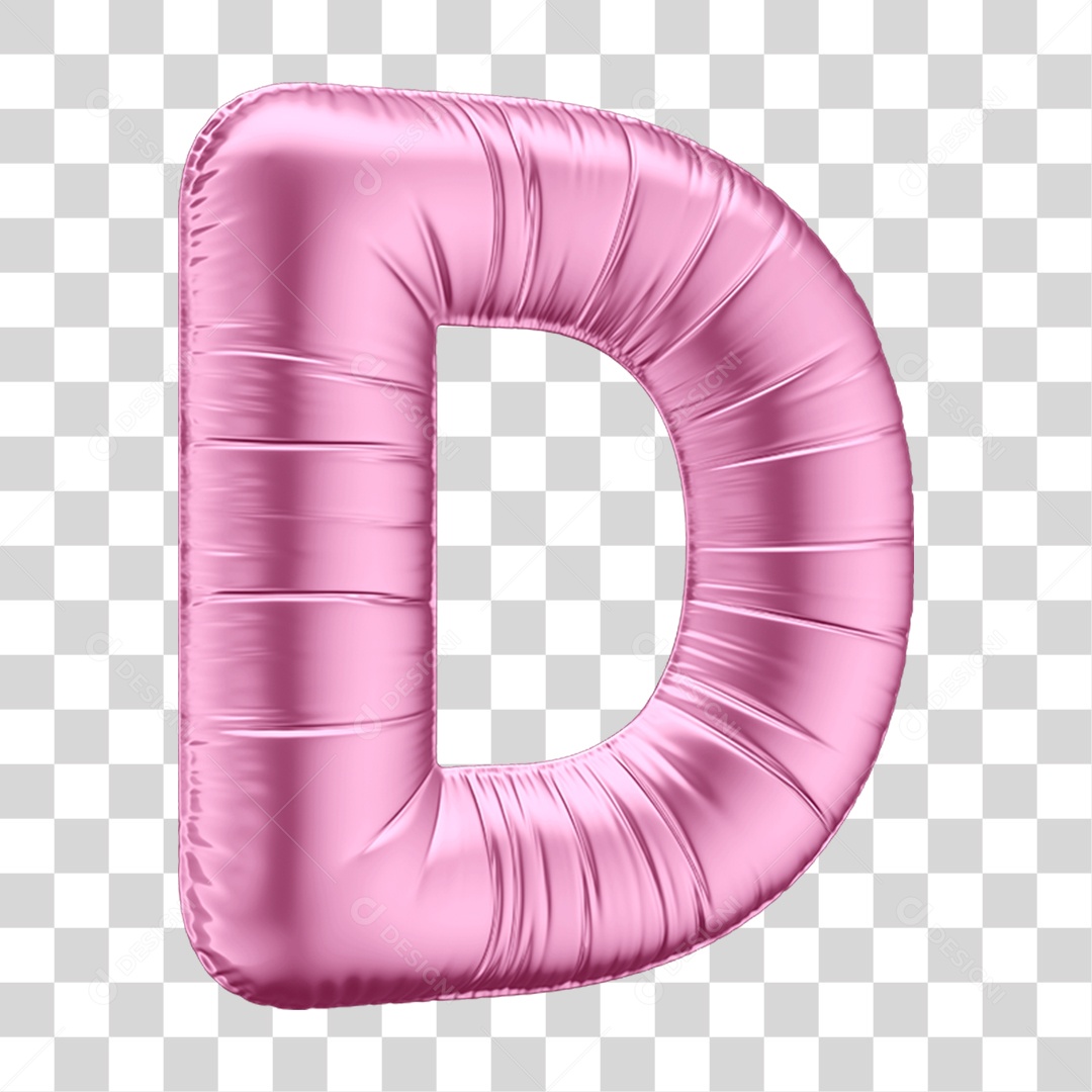 Alfabeto Letra D em Forma de Balão Rosa PNG Transparente