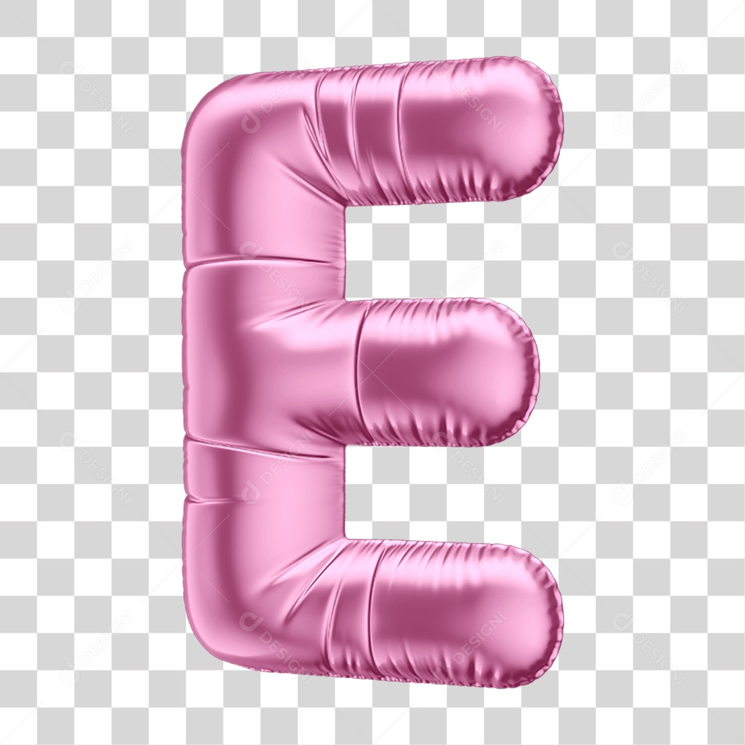 Alfabeto Letra E em Forma de Balão Rosa PNG Transparente