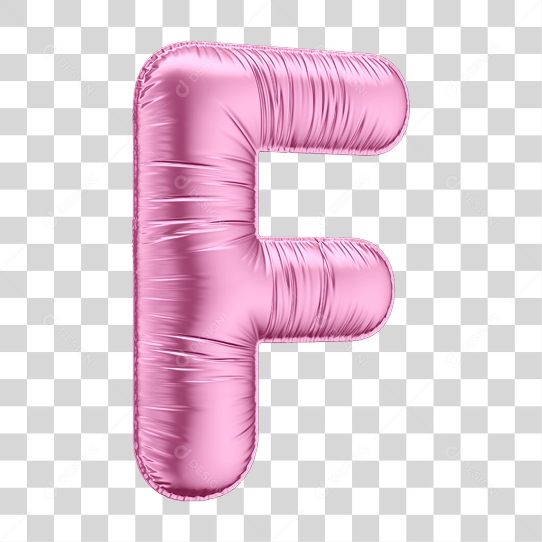 Alfabeto Letra F em Forma de Balão Rosa PNG Transparente