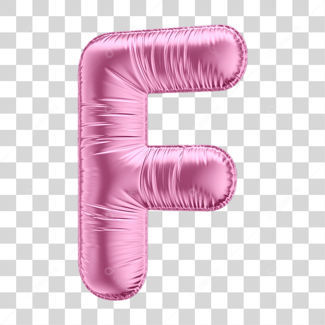 Alfabeto Letra F em Forma de Balão Rosa PNG Transparente
