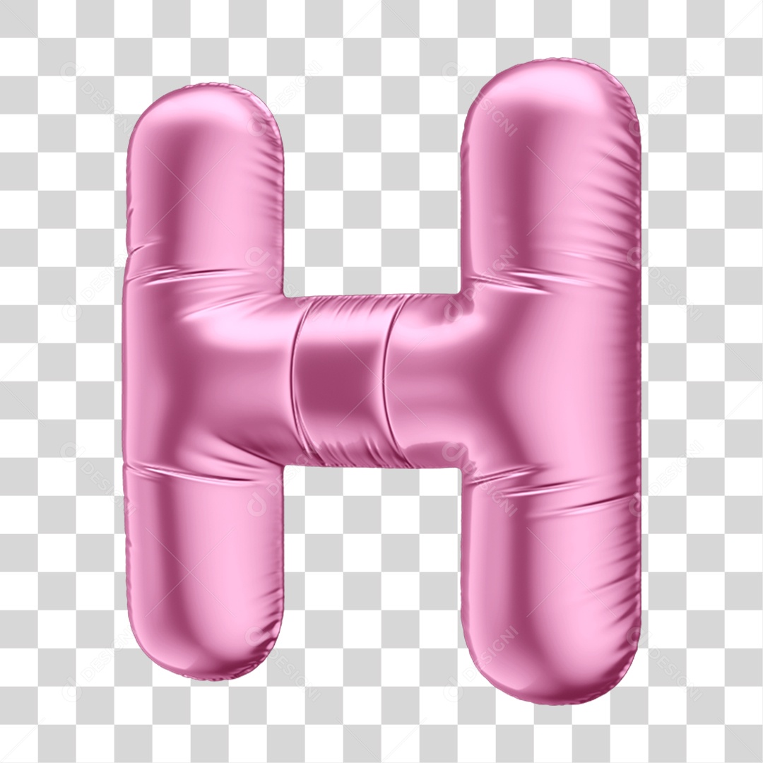 Alfabeto Letra H em Forma de Balão Rosa PNG Transparente