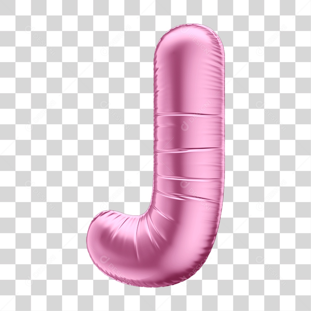 Alphabet Letter J in Pink Balloon Shaped Transparent PNG