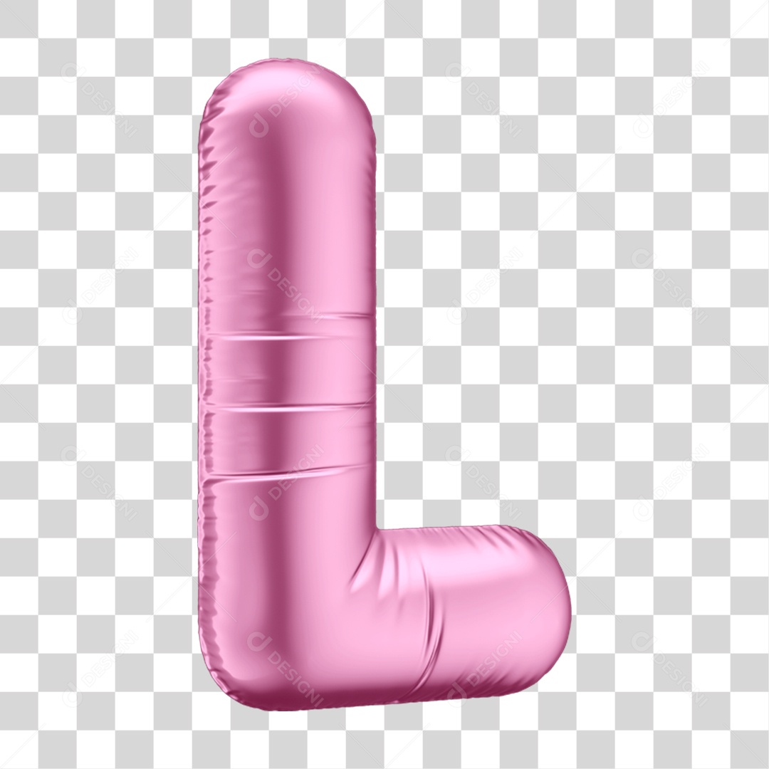Alfabeto Letra L em Forma de Balão Rosa PNG Transparente