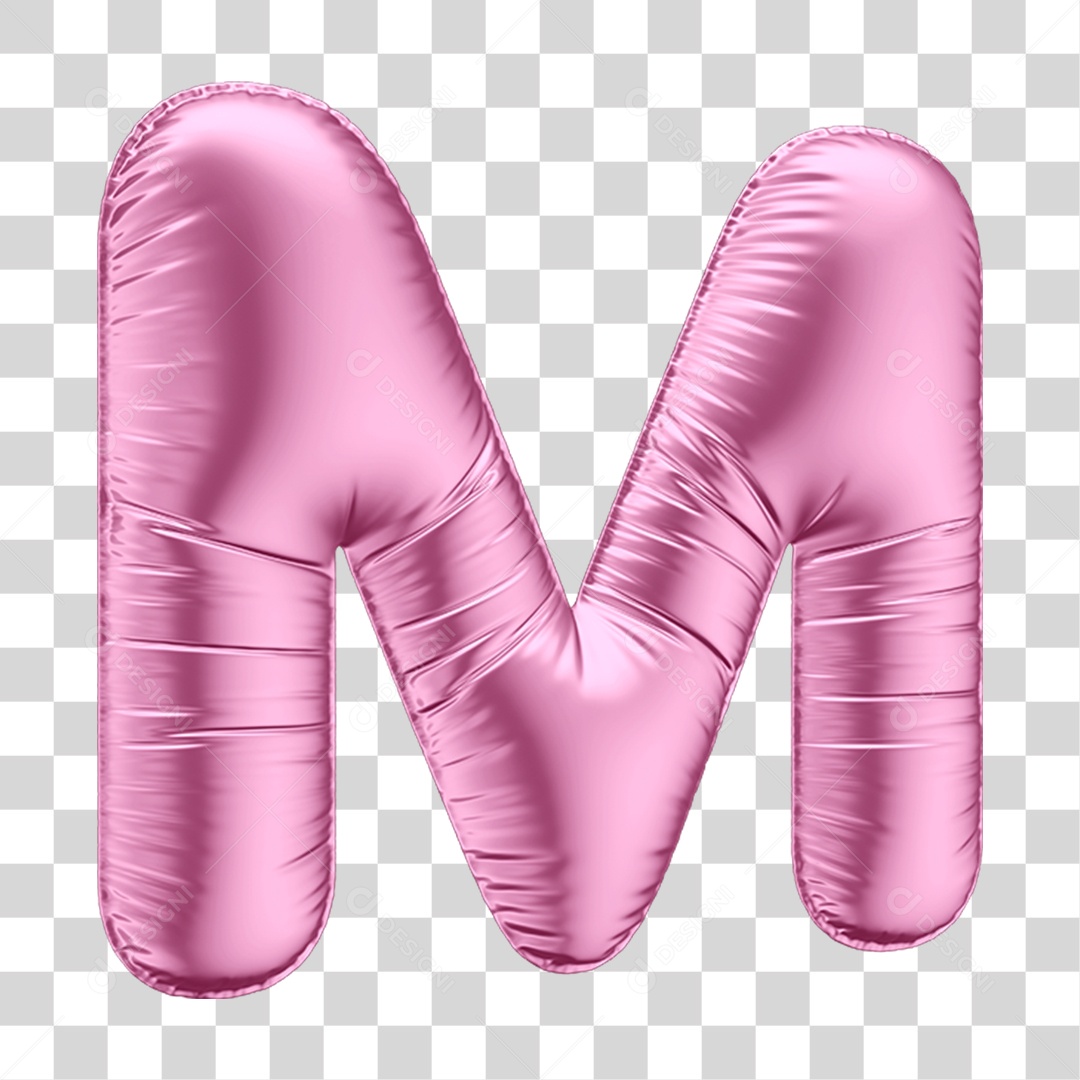Alfabeto Letra M em Forma de Balão Rosa PNG Transparente