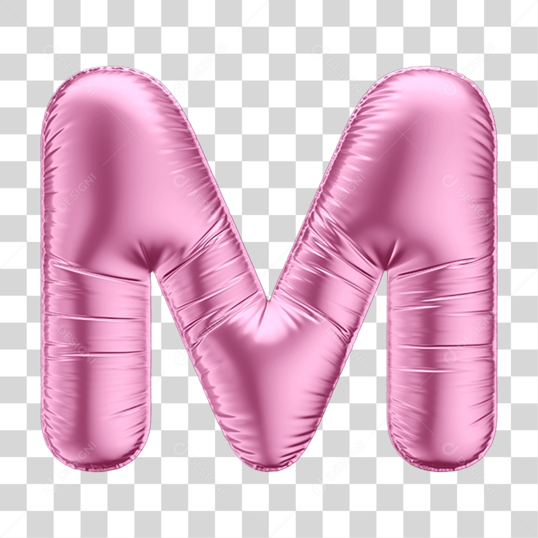 Alfabeto Letra M em Forma de Balão Rosa PNG Transparente