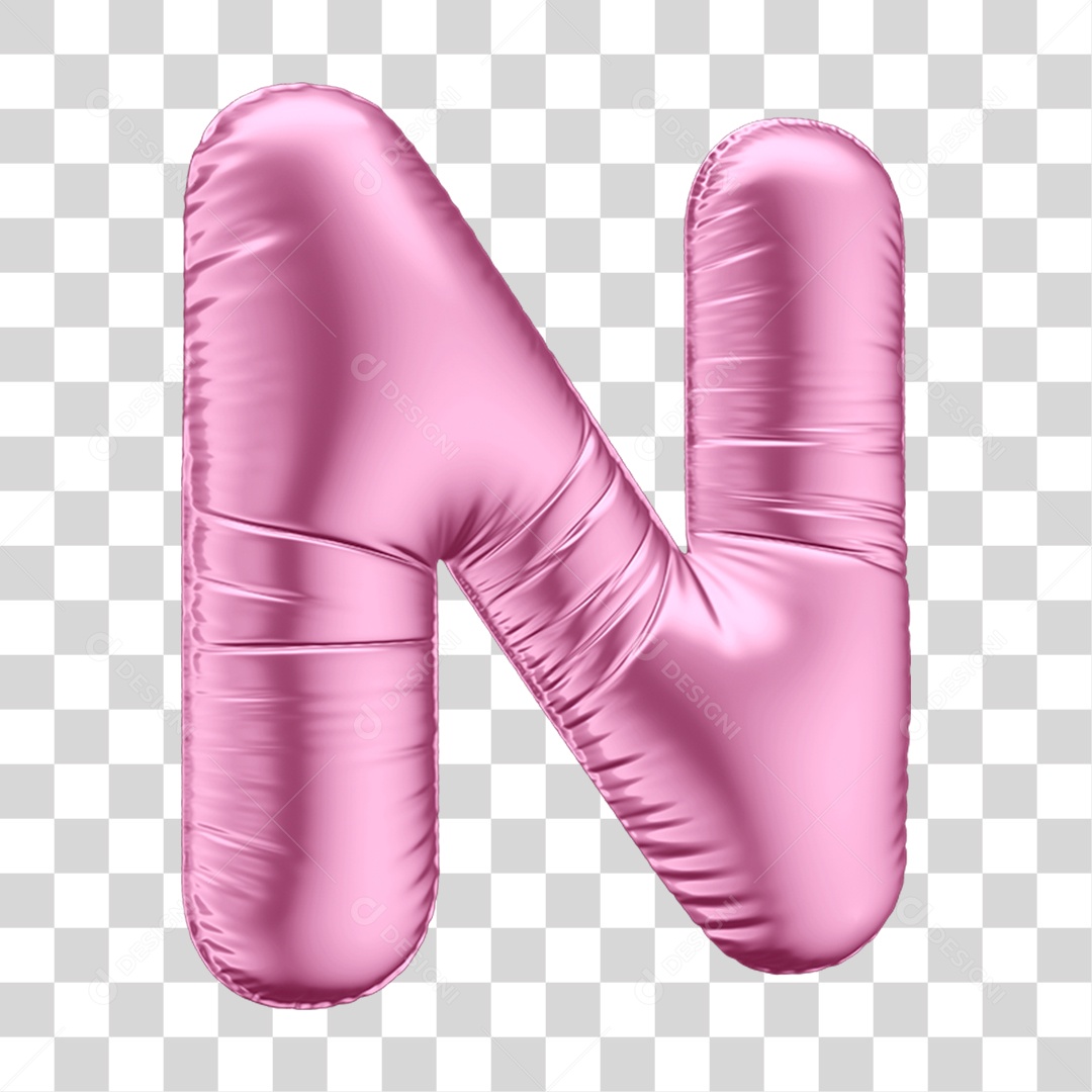 Alfabeto Letra N em Forma de Balão Rosa PNG Transparente