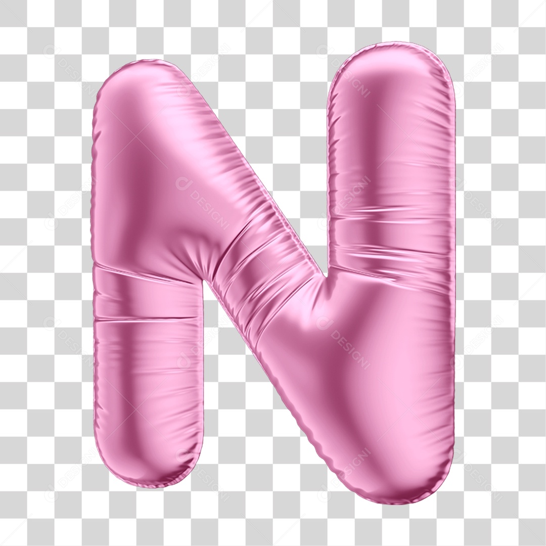 Alfabeto Letra N em Forma de Balão Rosa PNG Transparente