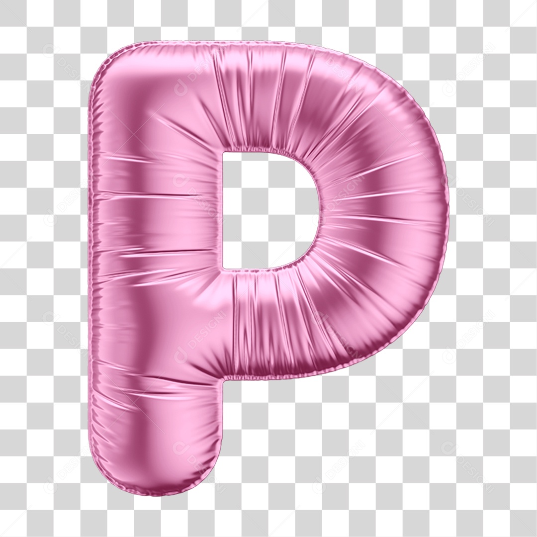 Alfabeto Letra P em Forma de Balão Rosa PNG Transparente