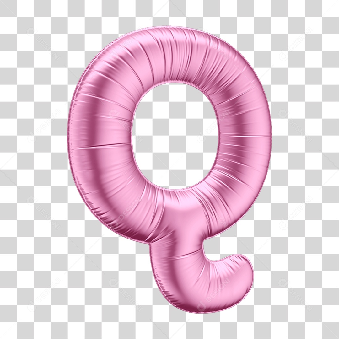 Alfabeto Letra Q em Forma de Balão Rosa PNG Transparente