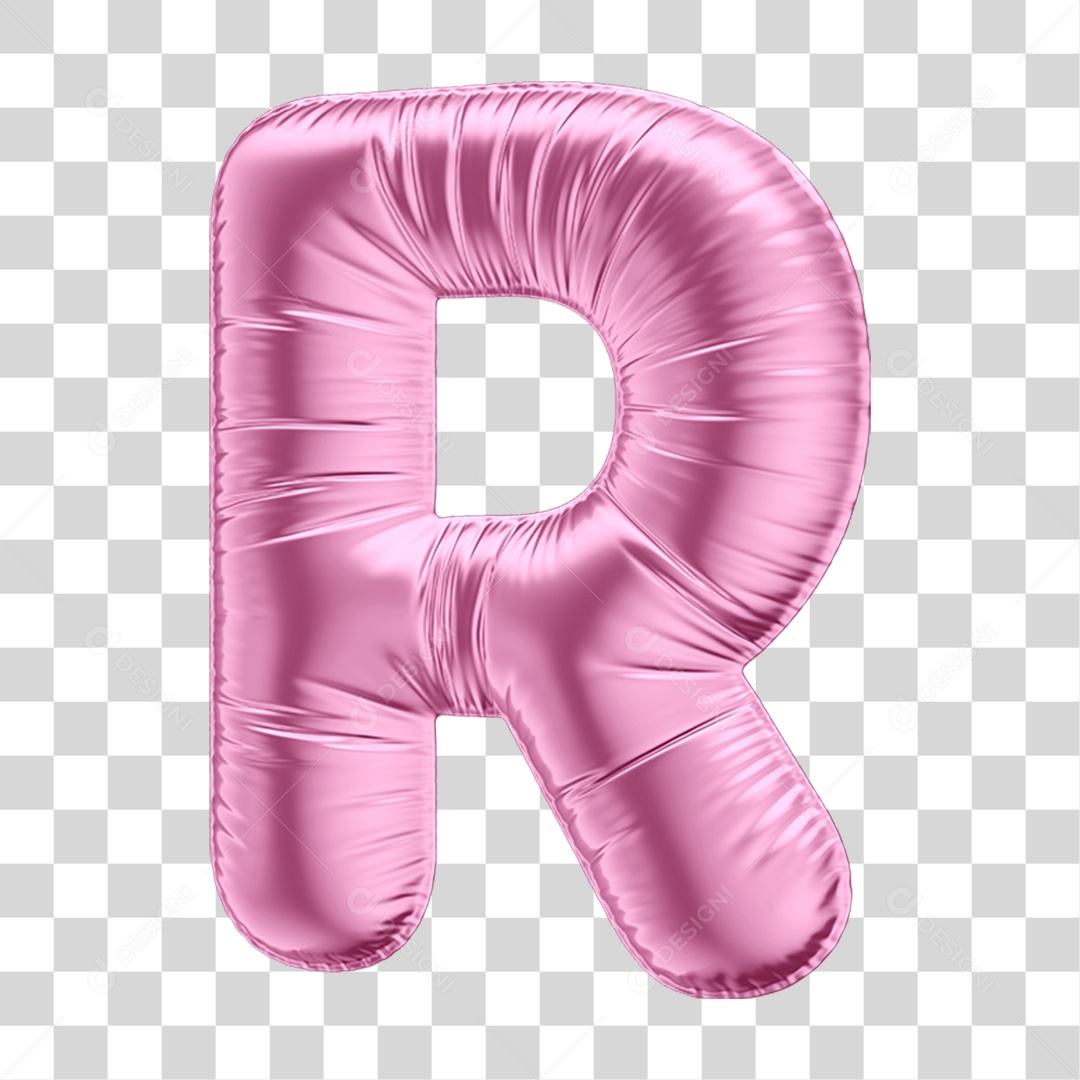 Alfabeto Letra R em Forma de Balão Rosa PNG Transparente