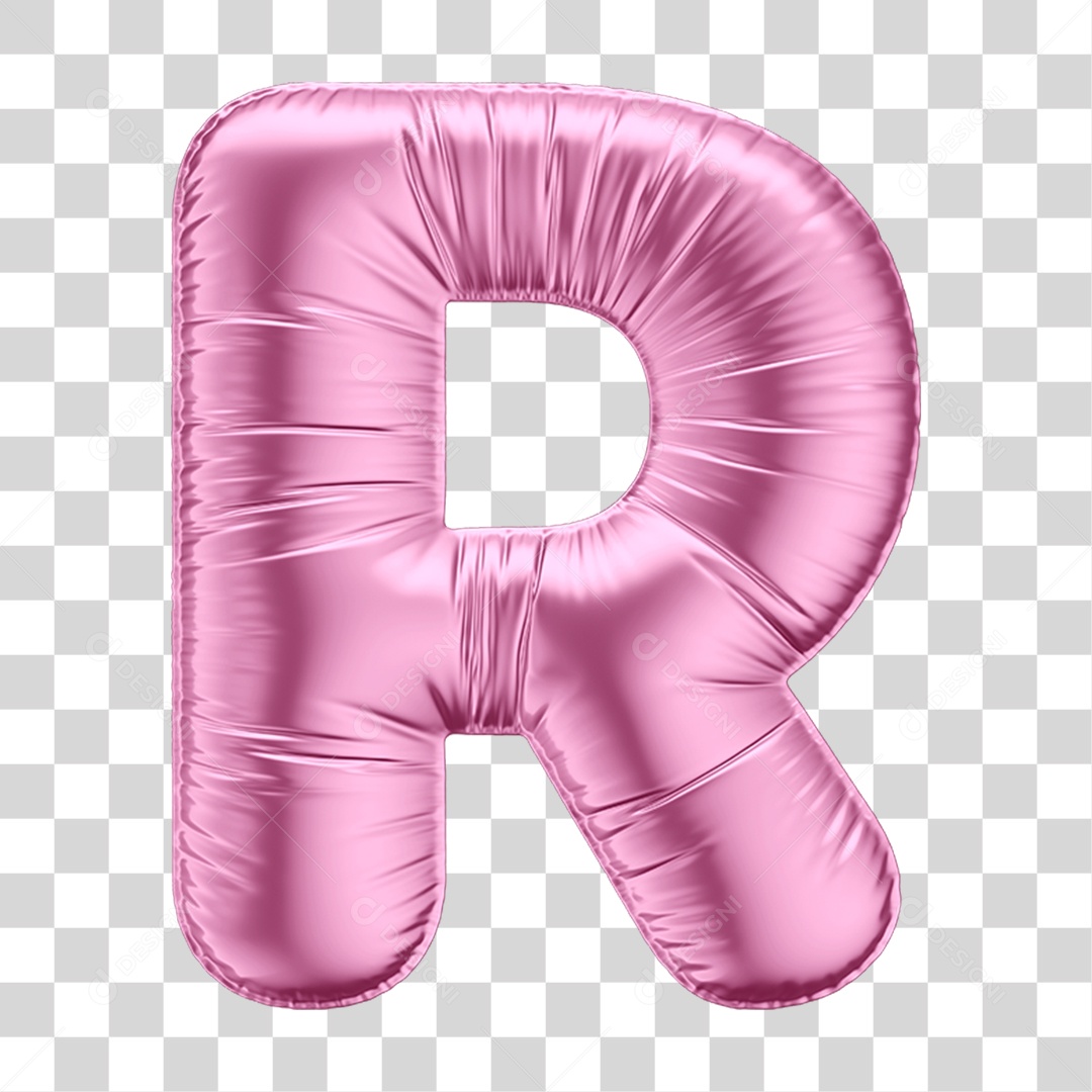 Alfabeto Letra R em Forma de Balão Rosa PNG Transparente