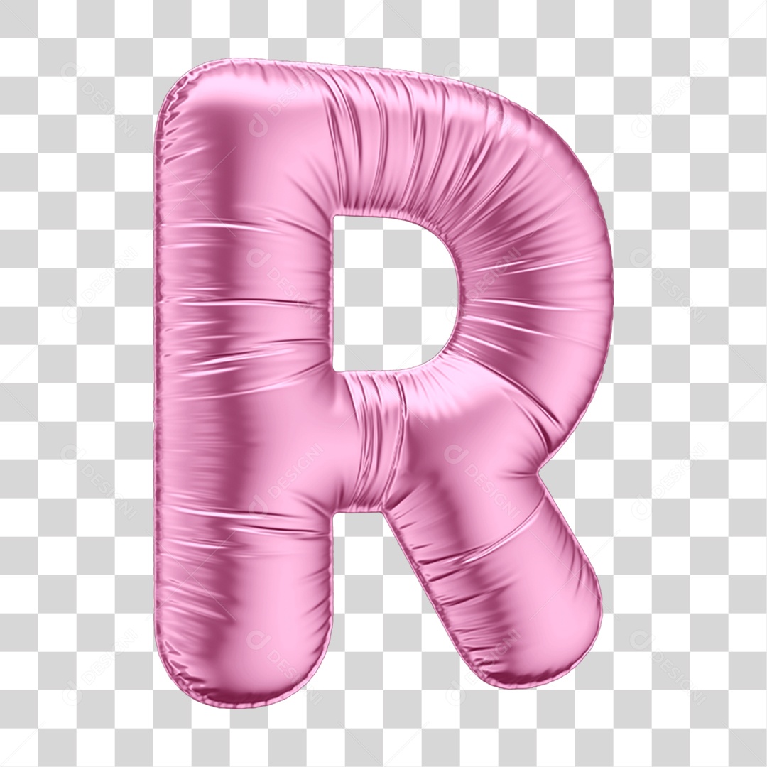 Alfabeto Letra R em Forma de Balão Rosa PNG Transparente