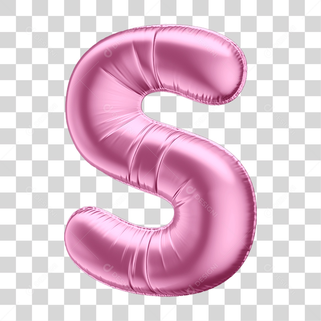 Alfabeto Letra S em Forma de Balão Rosa PNG Transparente