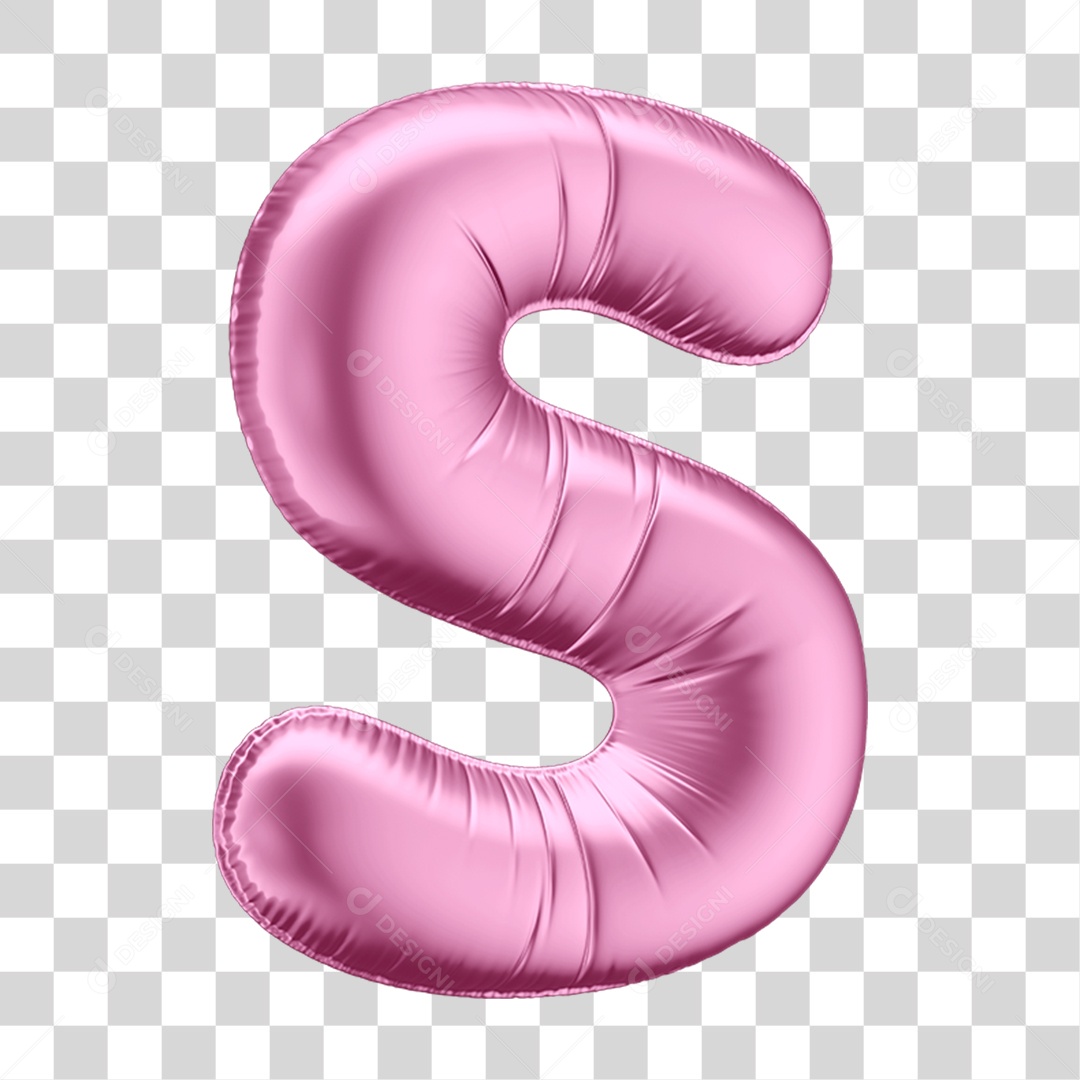 Alfabeto Letra S em Forma de Balão Rosa PNG Transparente
