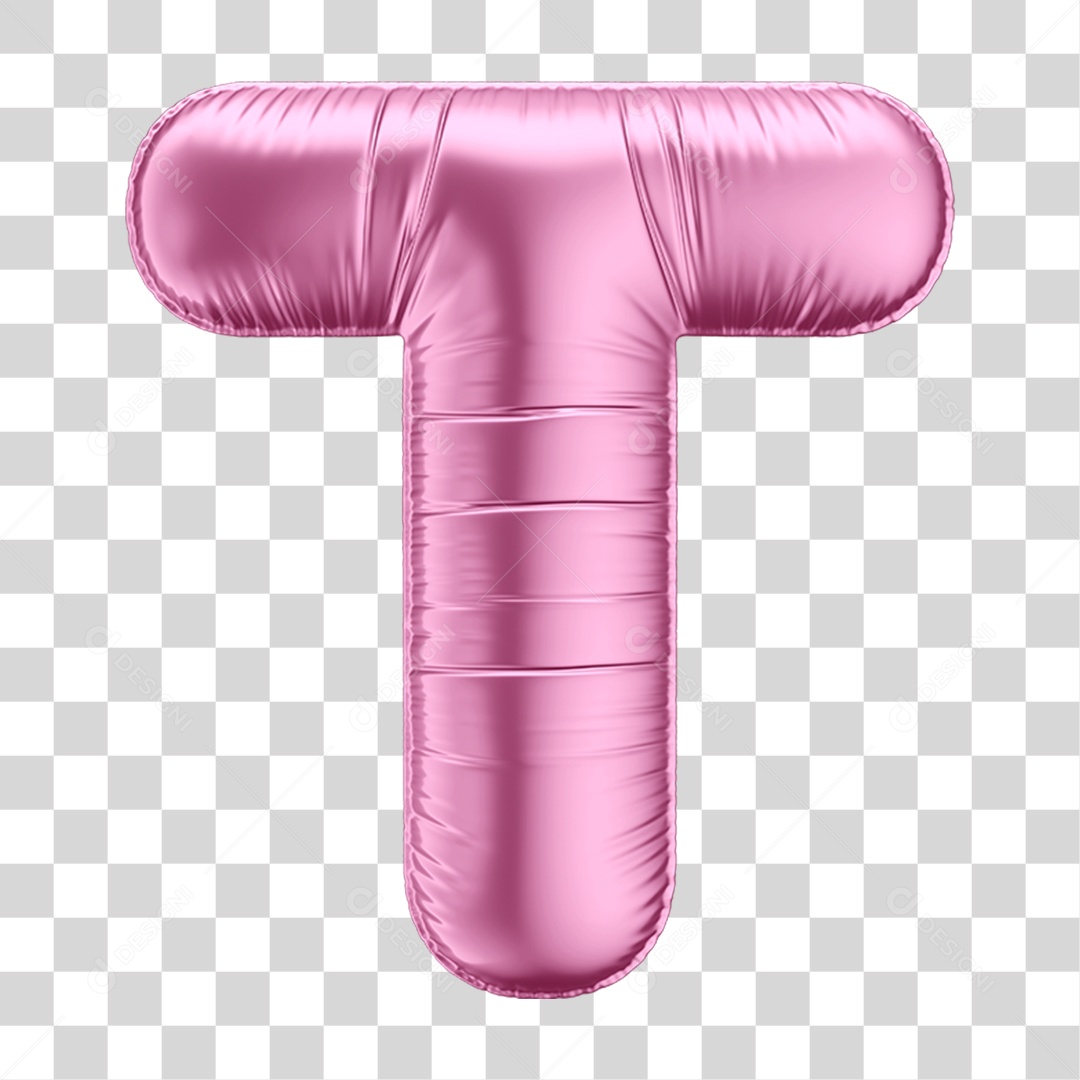Alfabeto Letra T em Forma de Balão Rosa PNG Transparente