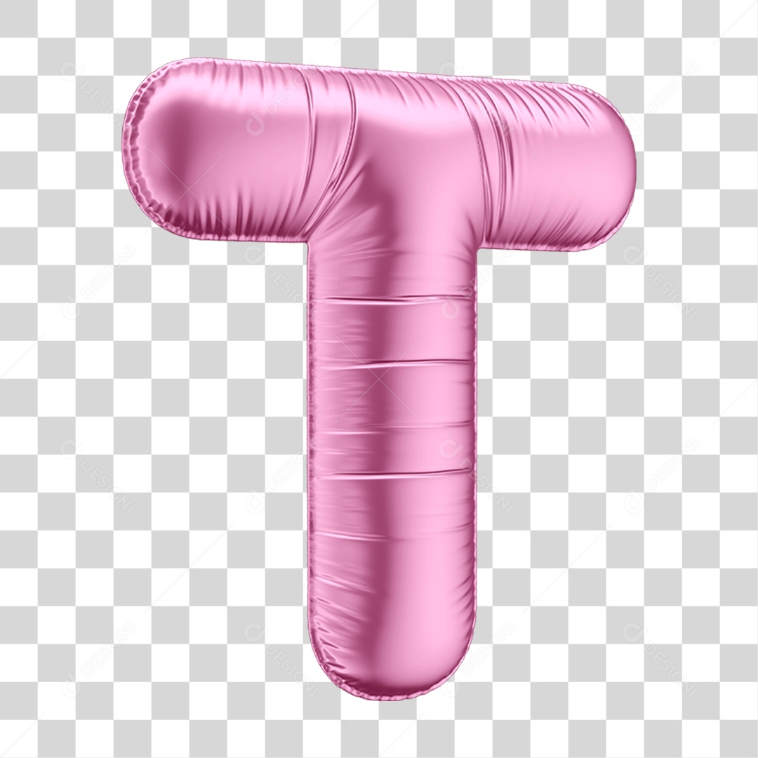 Alfabeto Letra T em Forma de Balão Rosa PNG Transparente