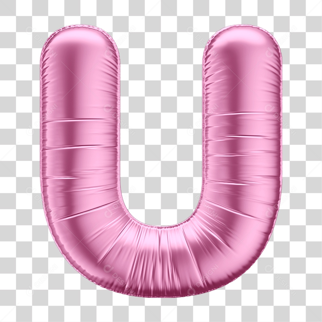 Alfabeto Letra U em Forma de Balão Rosa PNG Transparente
