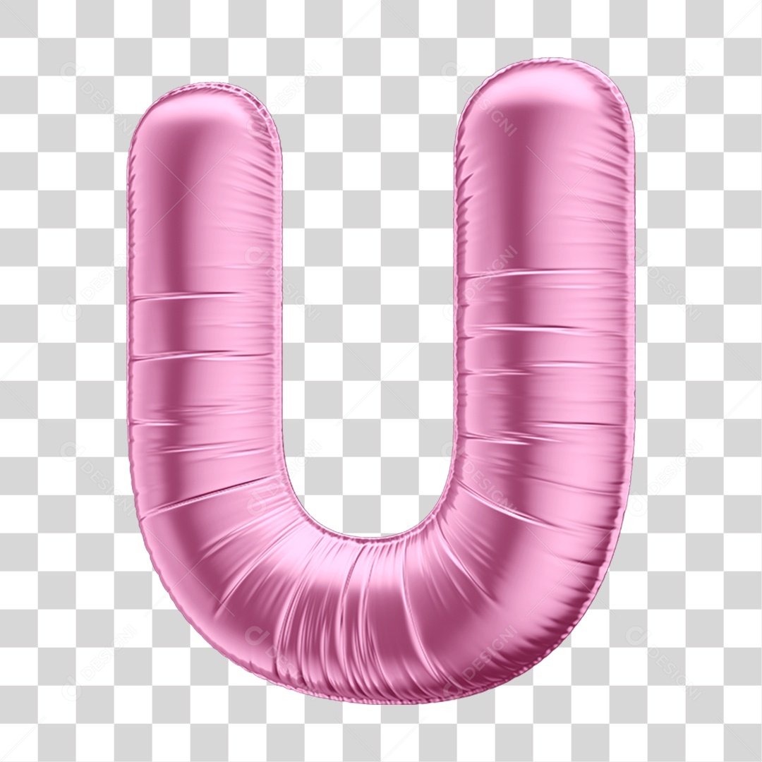 Alfabeto Letra U em Forma de Balão Rosa PNG Transparente