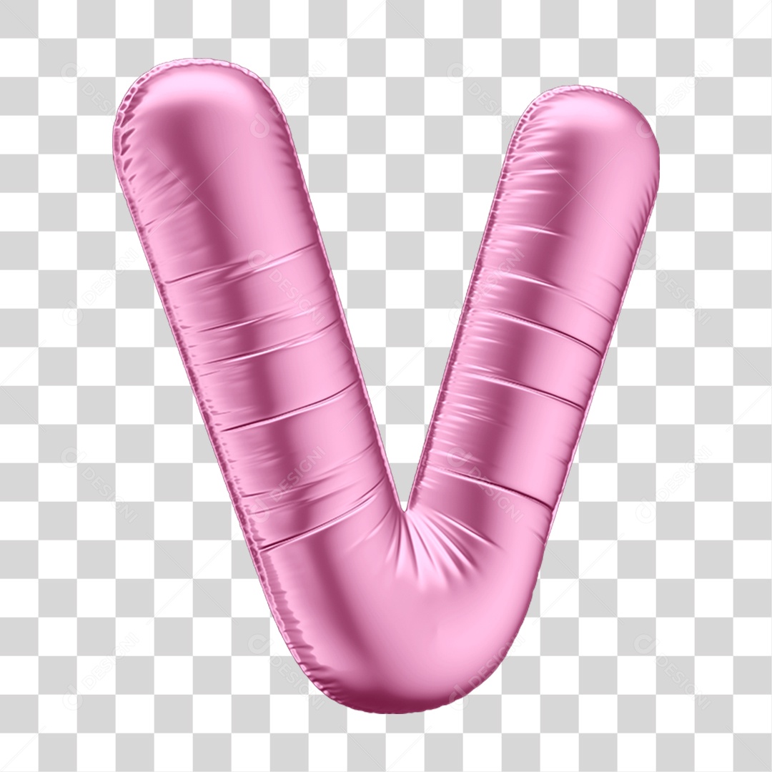 Alfabeto Letra V em Forma de Balão Rosa PNG Transparente